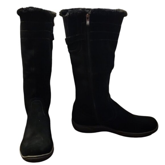 Sz 10 Bjorndal "Draylen" Black Suede Boots Faux Fur Lining Excellent Condition - Picture 1 of 5
